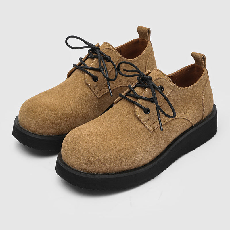 Men's Thick Sole Increased Big Head Derby British Style Men's Shoes