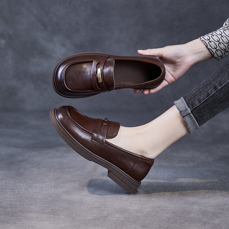 Women's Beautiful Original Color Spring Simple High-grade Slip-on Pumps British Loafers