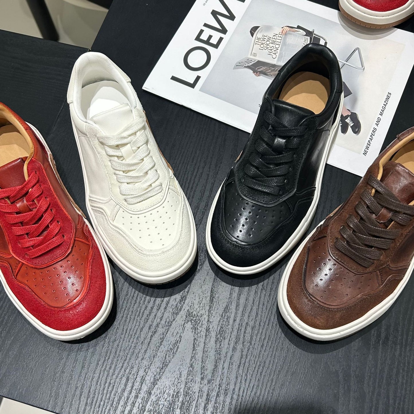 Women's Washed Horse Autumn Fashionable Versatile Breathable Women's Board Shoes