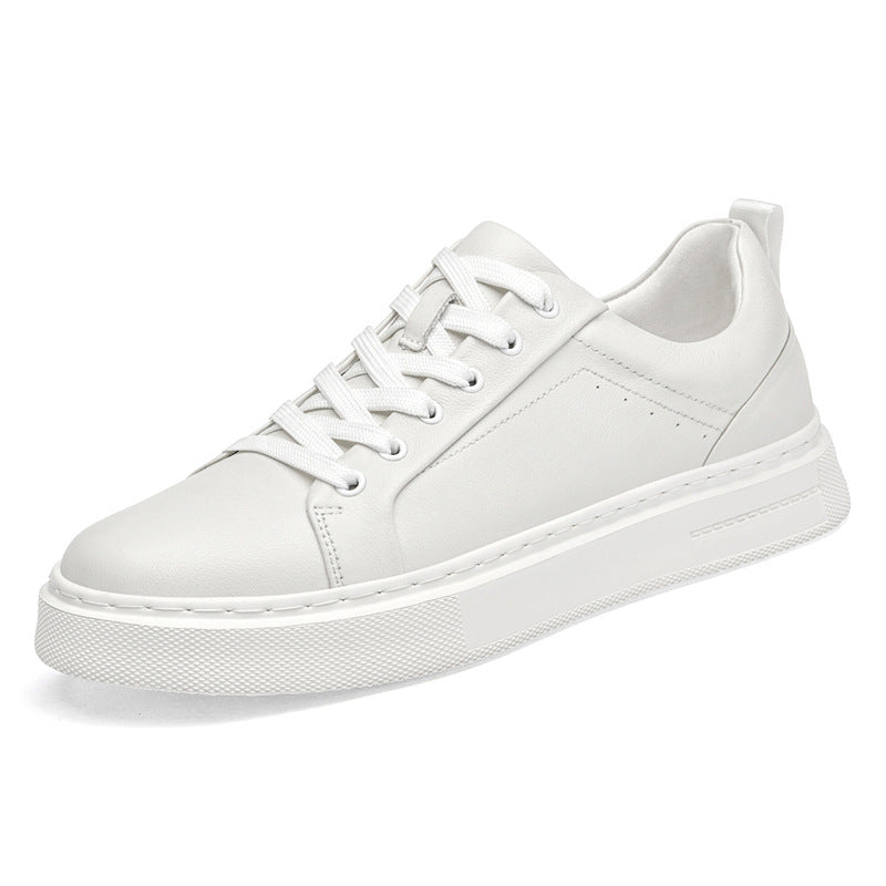 Top Layer Cowhide Large Size Thick Bottom Light White Versatile Men's Board Shoes