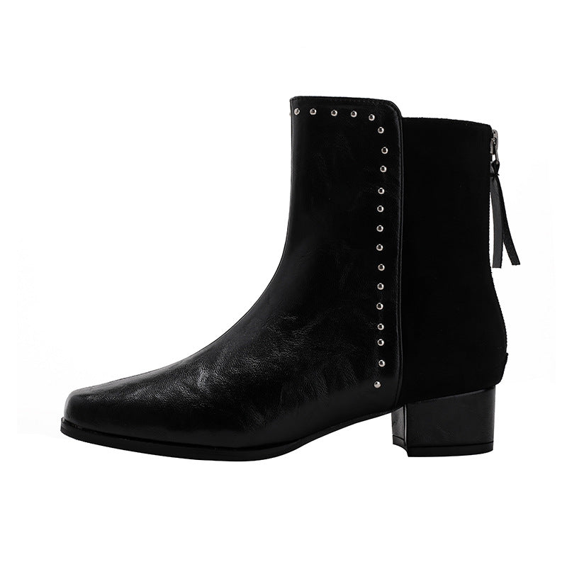 Women's Wear Soft Square Toe Rivet Chelsea Boots