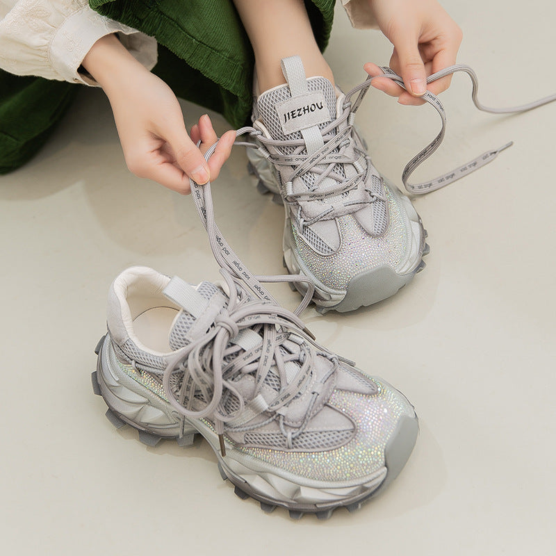 Women's Cool Rhinestone Breathable Dad Artistic Style Women's Casual Shoes