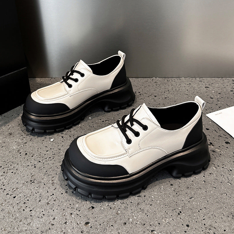 Women's Platform Spring Genuine British Style Muffin Leather Shoes