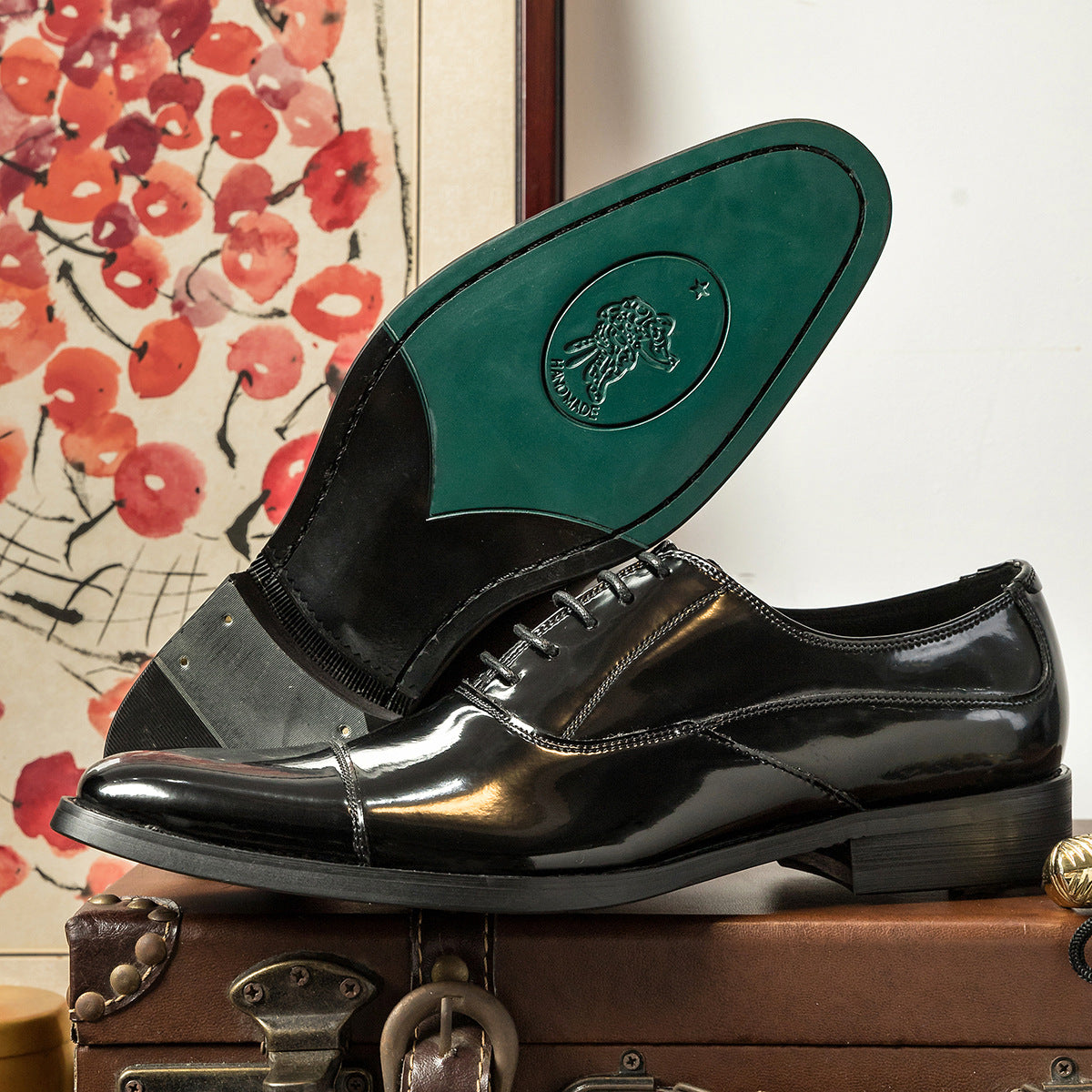 Men's Korean Style Patent Three Joint Oxford Men's Shoes