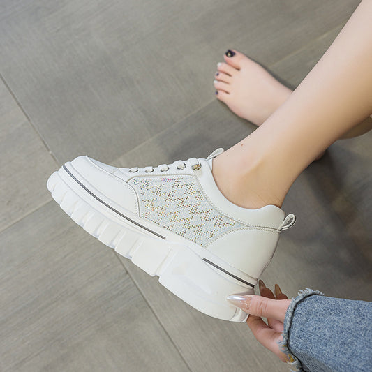 Women's Genuine Elevator Pu Sole White Spring Men's Shoes