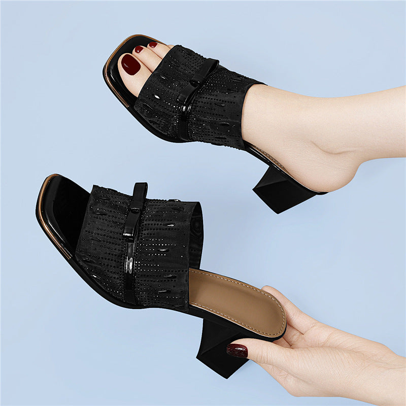 French Style Evening Chunky Fairy Summer Slippers