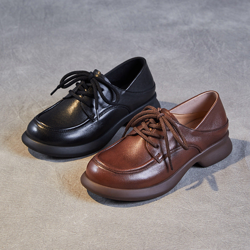 Women's Layer Cowhide Handmade Retro Small For Spring Two-way Lazy Soft Leather Shoes