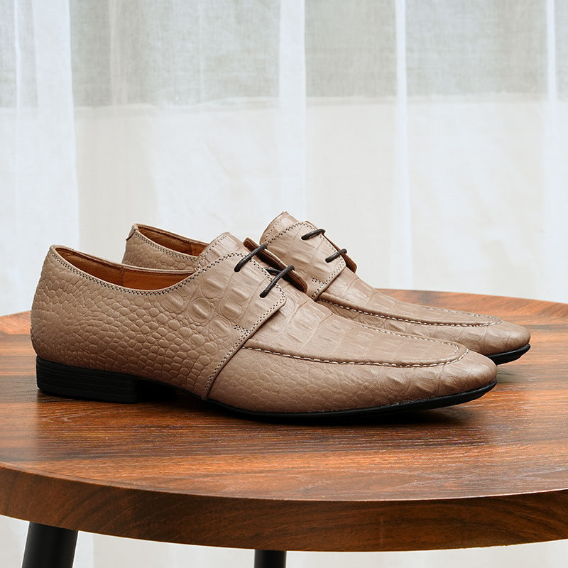 Men's Crocodile Pattern Wedding Soft Surface Business Formal Leather Shoes