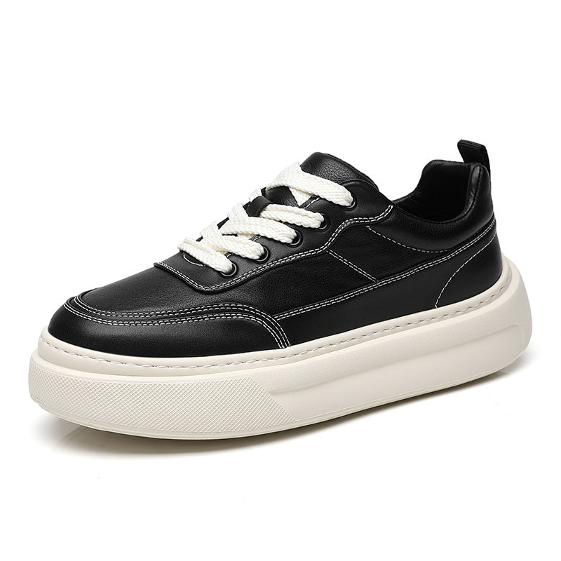 Men's Top Layer Cowhide Versatile Trendy Platform Men's Shoes