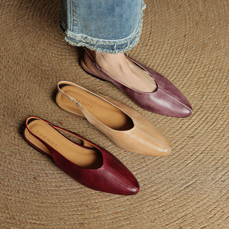 Women's Korean Pointed Toe Closed Beef Tendon Soft Bottom Large Size Sandals