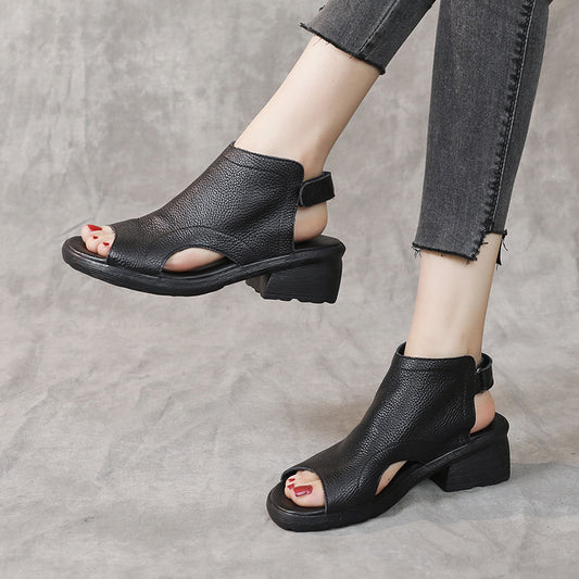 Women's Genuine Retro Artistic Mid Soft Bottom Sandals
