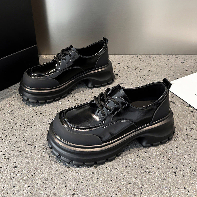 Women's Platform Spring Genuine British Style Muffin Leather Shoes