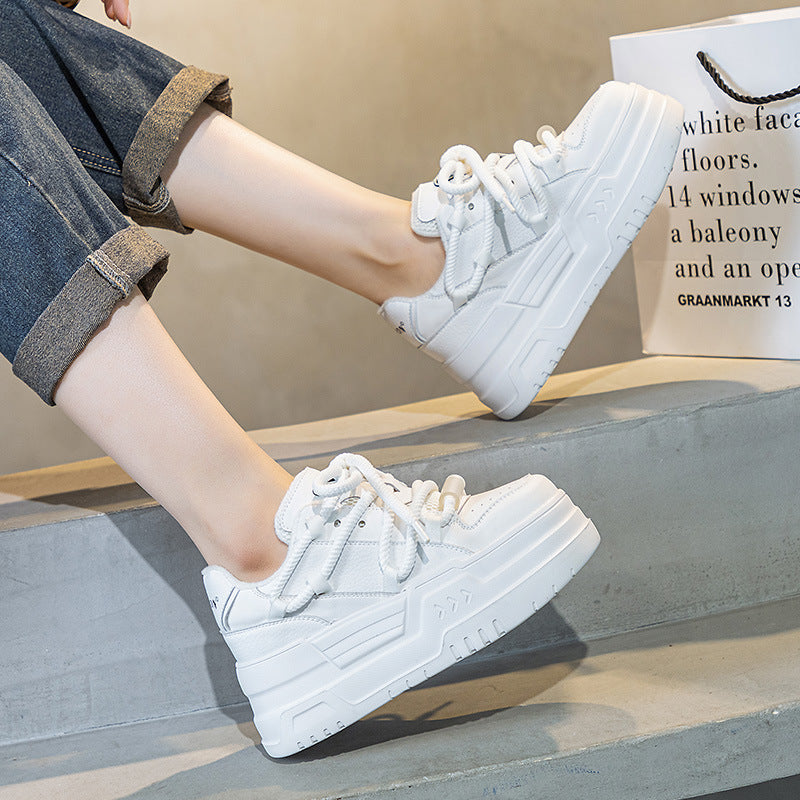 Women's European Goods Platform White Early Spring Small Round Toe Trendy Women's Cotton Shoes