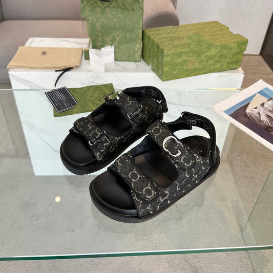 Women's Embroidered Printed Thick Bottom Velcro Summer Couple Sandals