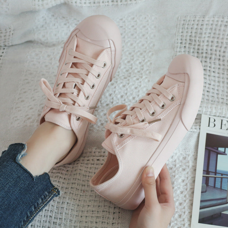 Cream White Retro Distressed Sports For Lovers Canvas Shoes