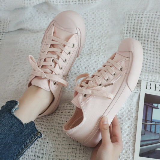 Cream White Retro Distressed Sports For Lovers Canvas Shoes