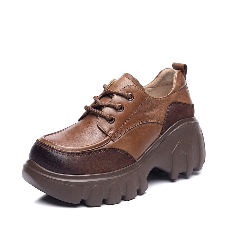 Women's Cowhide Autumn Genuine Korean Style Platform Casual Shoes