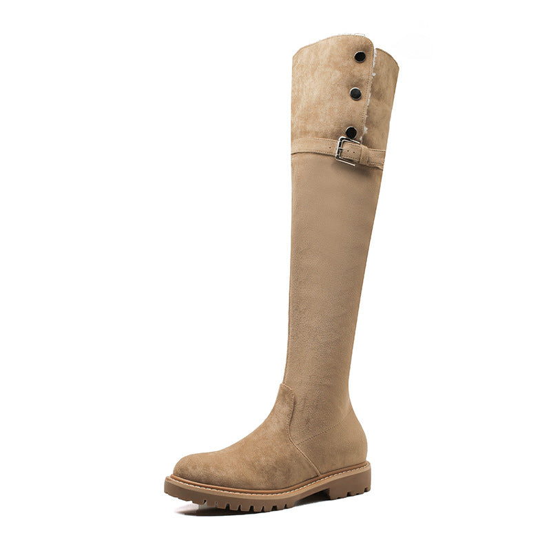 Slimming Over The Knee Lamb Fur Fleece-lined Snow Boots