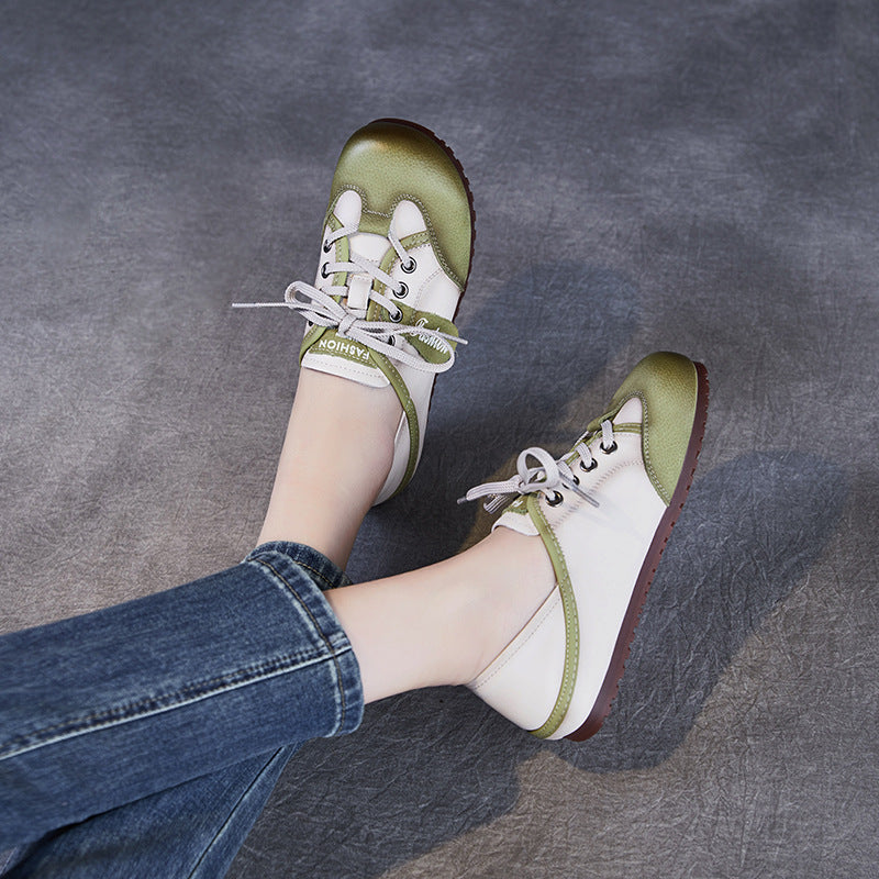 Women's German Training Spring Retro Flat Bottom White Sneakers