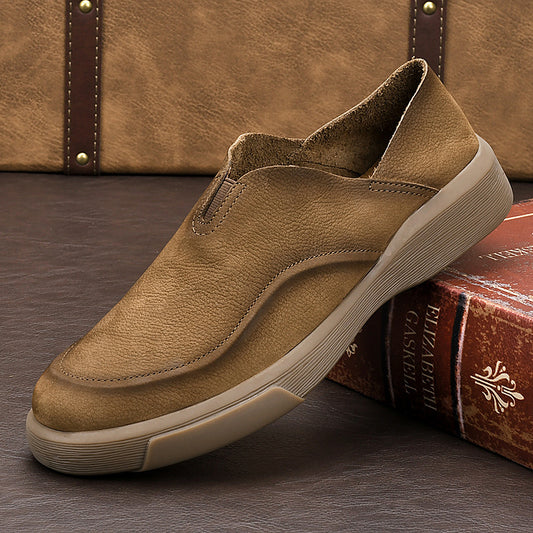 Men's Fashion First Layer Cowhide Round Toe Leather Shoes