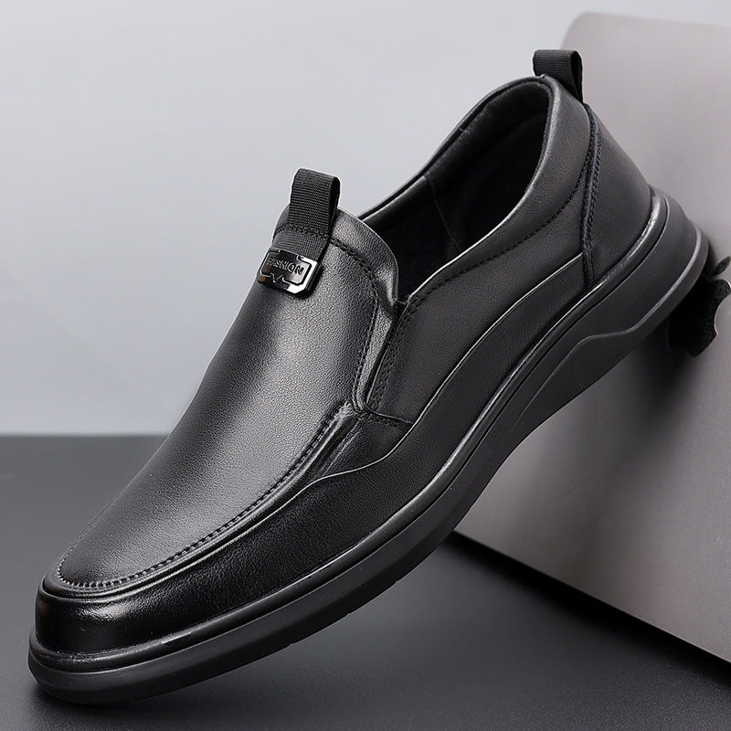 Men's First Layer Cowhide Slip-on Spring Business Soft Genuine Surface Casual Shoes
