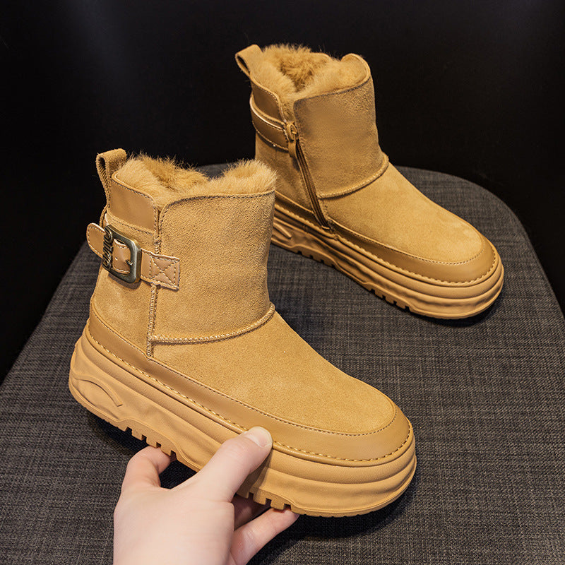 Women's Genuine Winter Fleece-lined Thickened Cotton Thick Snow Boots