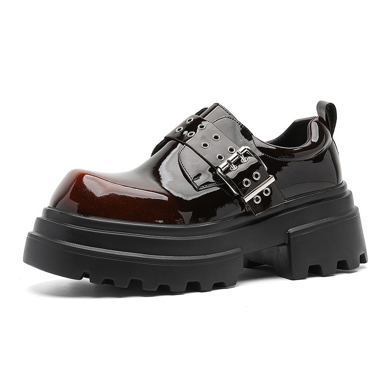 Men's British Style Comfortable Small Winter Raise The Bottom Brown Men's Casual Leather Shoes