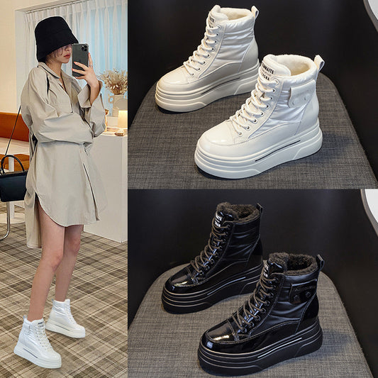 High Female Winter Fashion Fleece-lined Platform Boots