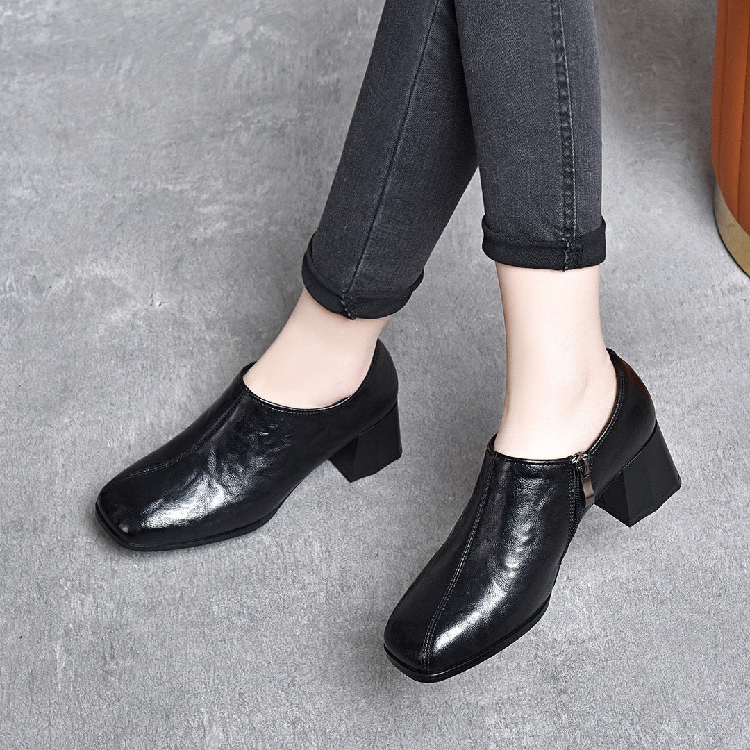 Women's Mid Pumps Spring Square Head Classy Chunky Heels