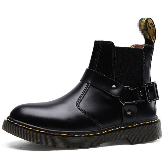 Women's & Men's British Style Martin Flat Couple Chelsea Ring Women's Leather Boots
