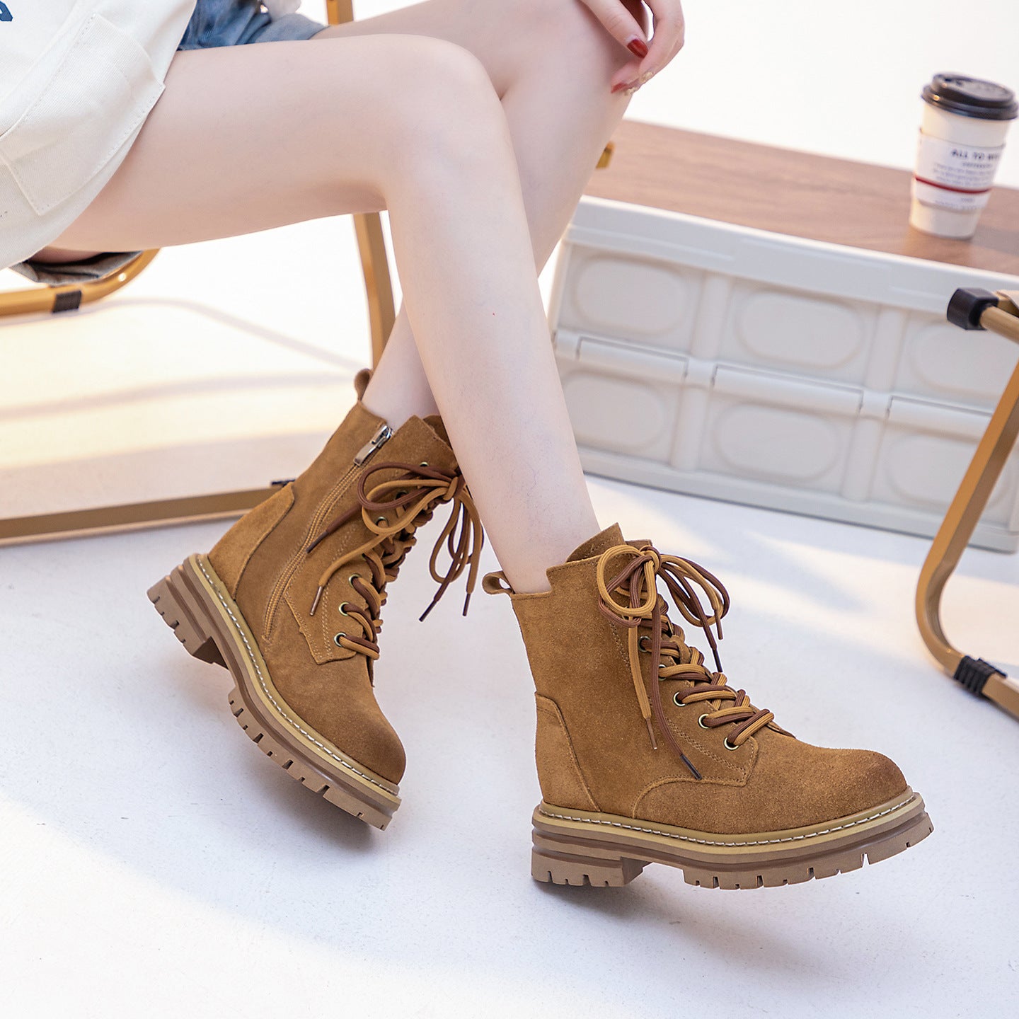 Women's Style Brown Super Hot Thick Bottom Boots