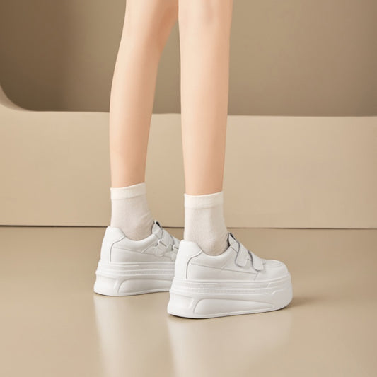 Women's Height Increasing Insole Velcro White Spring Platform Small Women's Casual Shoes