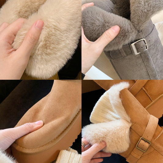 Women's Fur Flip-up Veet Warm Cotton Long Snow Boots