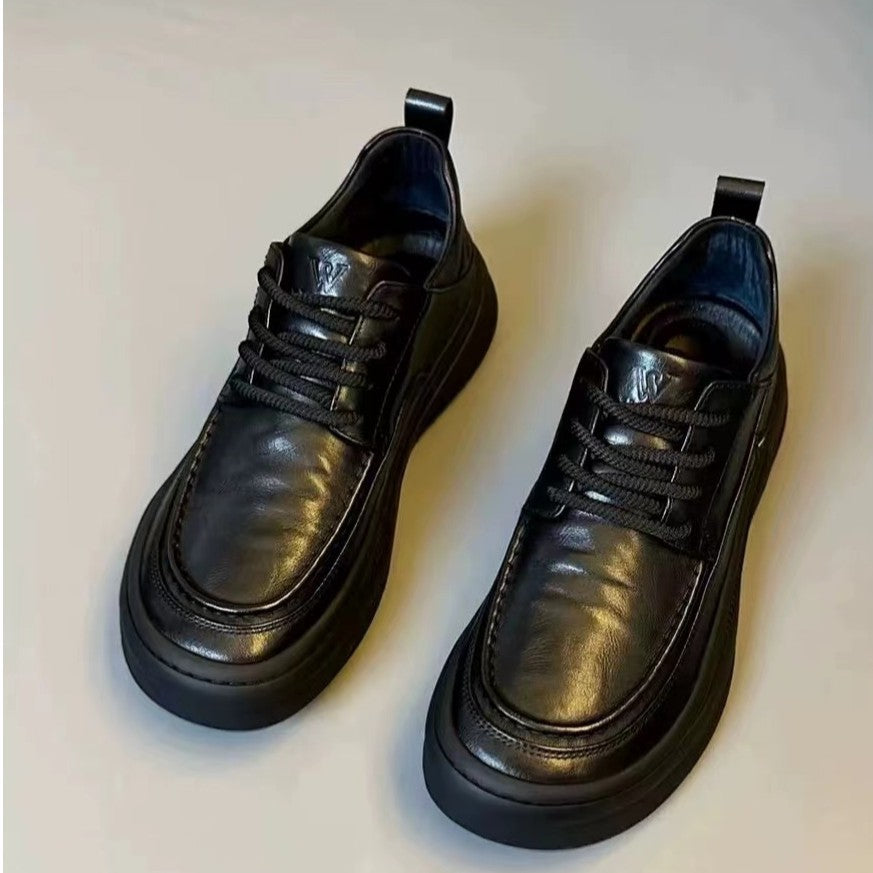 Men's Cowhide Fleece-lined Thick Winter Pure Business Men's Shoes