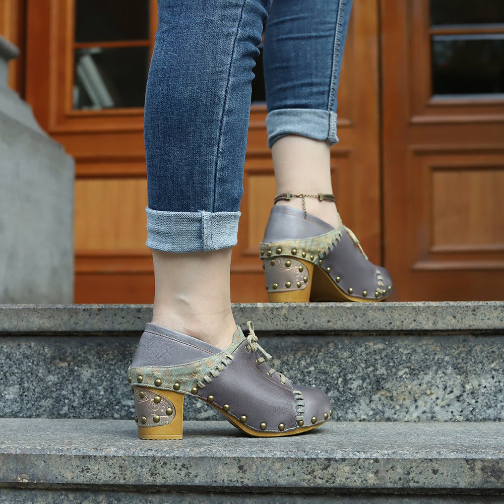 Hand-rub Color Street Style Fashion Stitching Women's Shoes