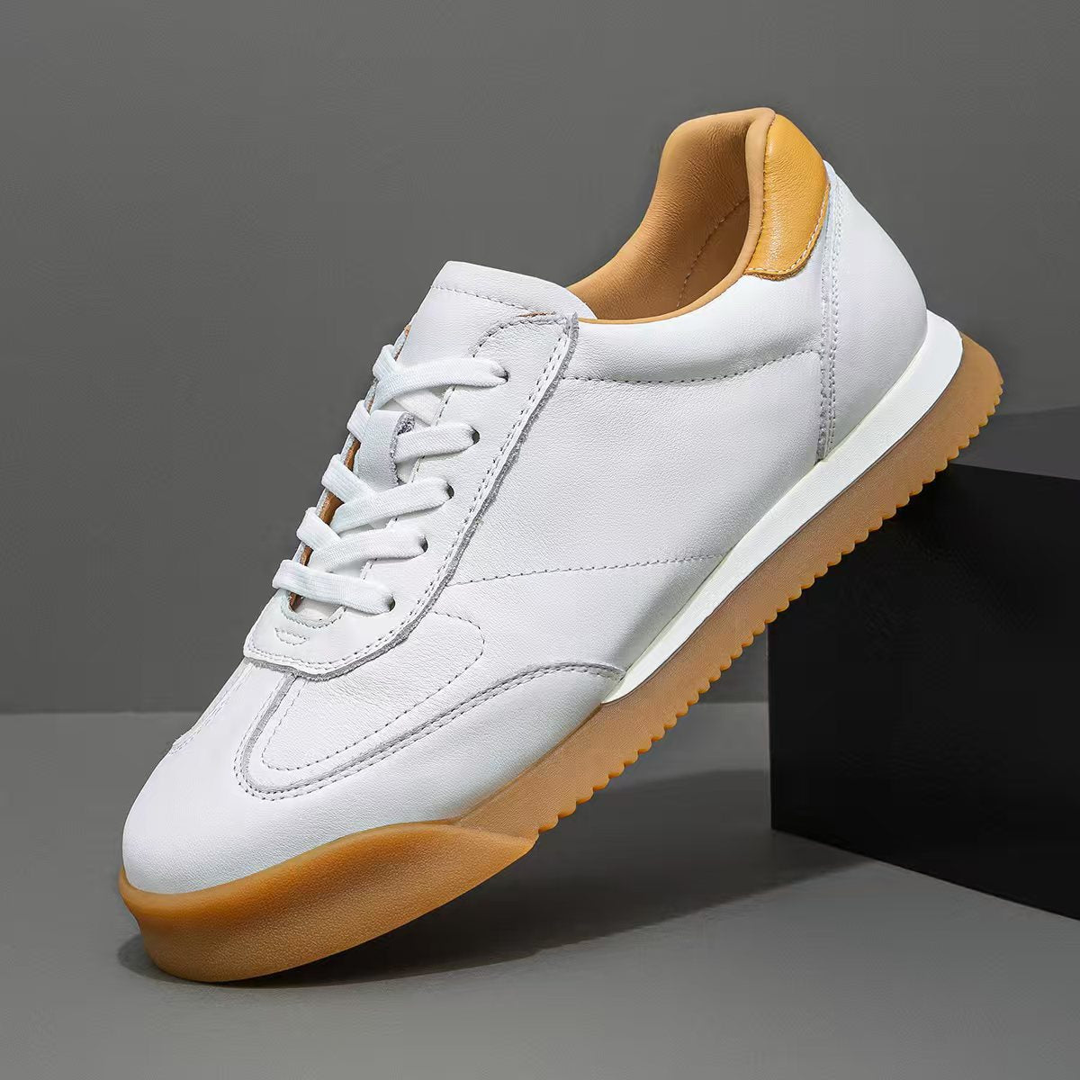 Men's First Layer Cowhide Solid Color Autumn Soft Bottom Men's Casual Shoes