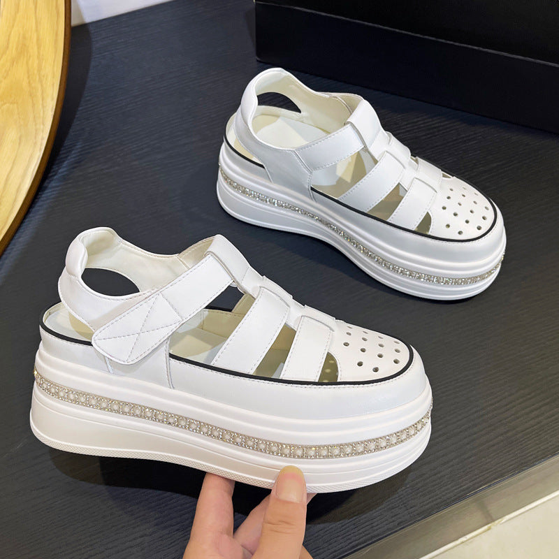 Women's Roman Closed Toe Platform Summer Lightweight Hollow Breathable Muffin Sandals