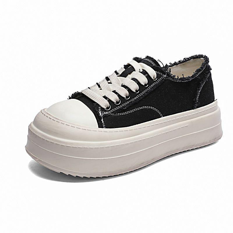 Women's Korean Brushed Platform Summer Big Toe Versatile Preppy Style Canvas Shoes
