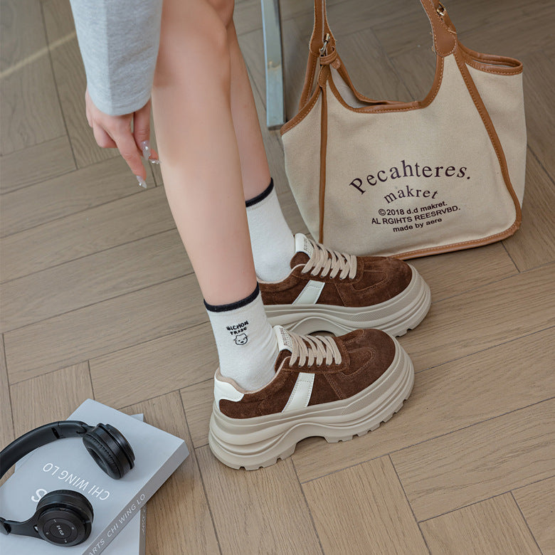 Women's Top Layer Frosted Autumn Comfortable Platform Elevator Women's Board Shoes