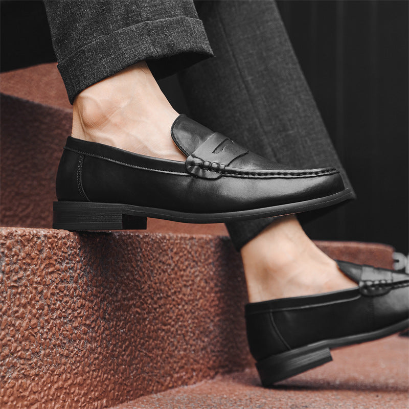 Men's Soft Bottom Early Autumn One Pedal Lazy Men's Casual Leather Shoes