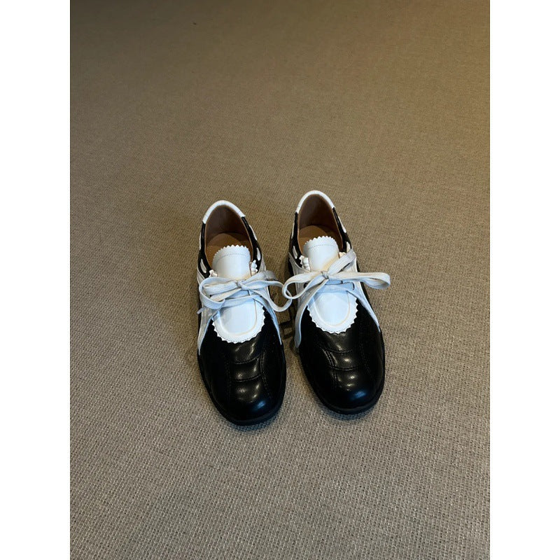 Women's Platform Height Increasing Insole Mary Jane Color Matching Retro Women's Sports Shoes