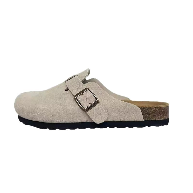Women's & Men's Cowhide Fishing Genuine Cork Sole Toe Cap Platform Sandals