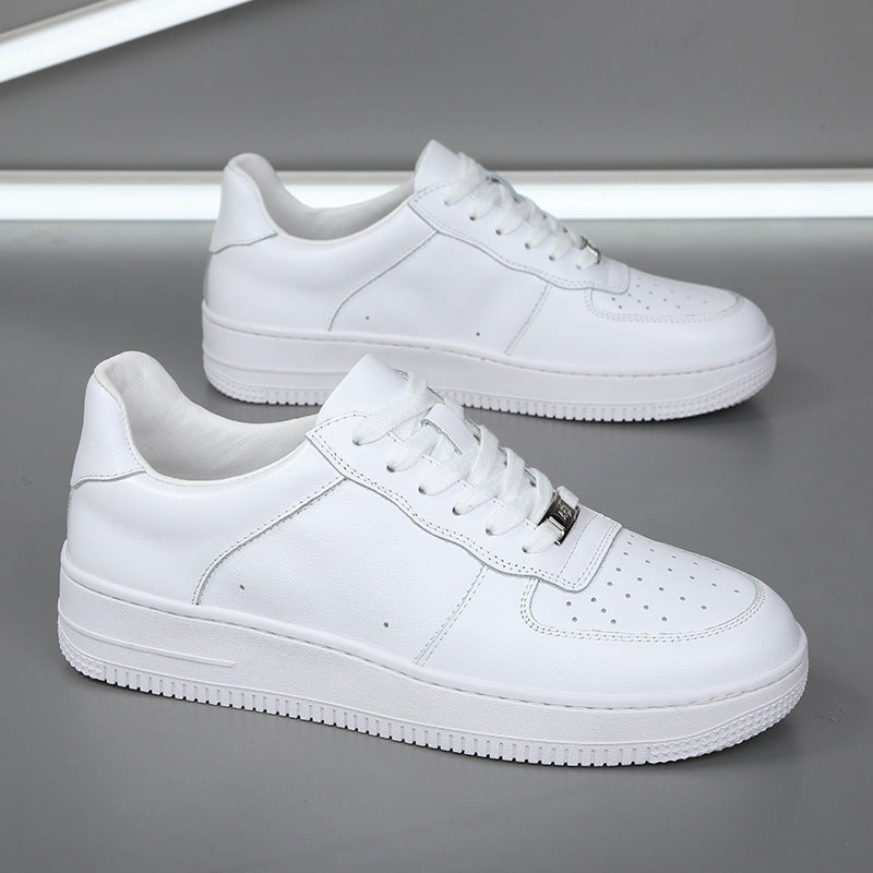 Women's & Men's Force One Couple Cowhide Low-cut Genuine White Men's Board Shoes
