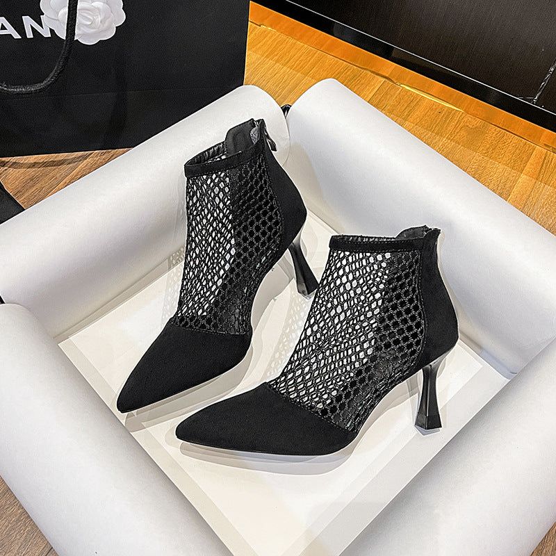 Women's Back Zipper Hollow High Large Small Boots