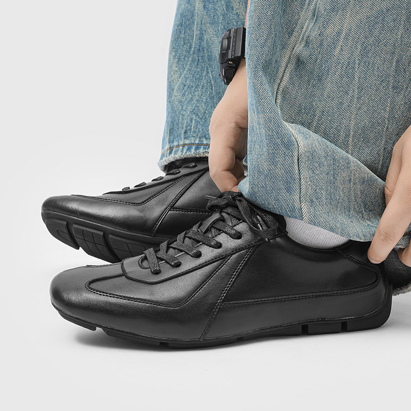 Distressed German Training Leisure Platform Trendy Leather Shoes