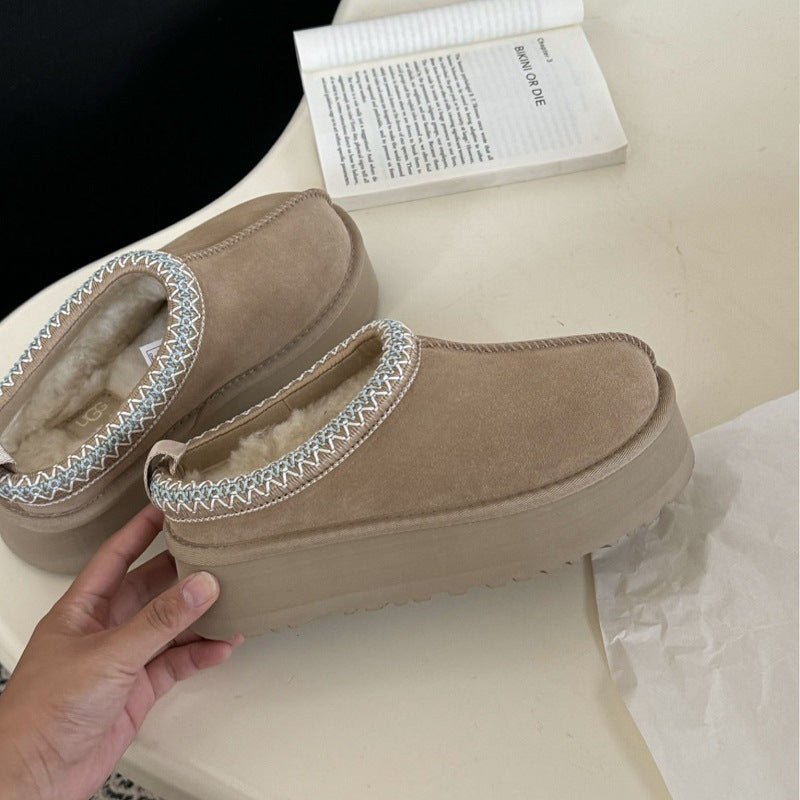 Women's Fur Integrated Thick-soled Ethnic Style Half Thickened Wool Women's Snow Boots