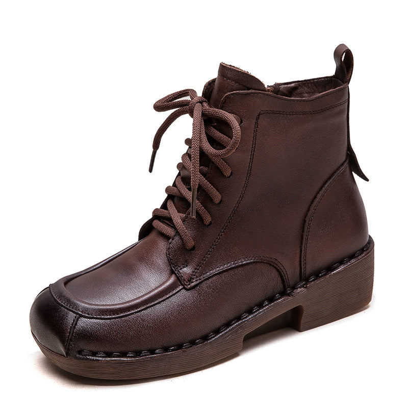 Women's Round Toe Side Zipper Vintage Martin Boots