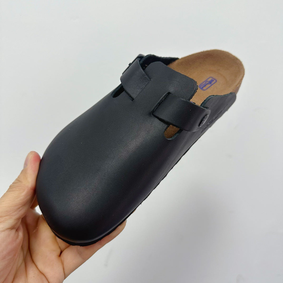 Women's & Men's Regular Pattern Couple Flat Toe Box Genuine Bo Cork Foot Slippers