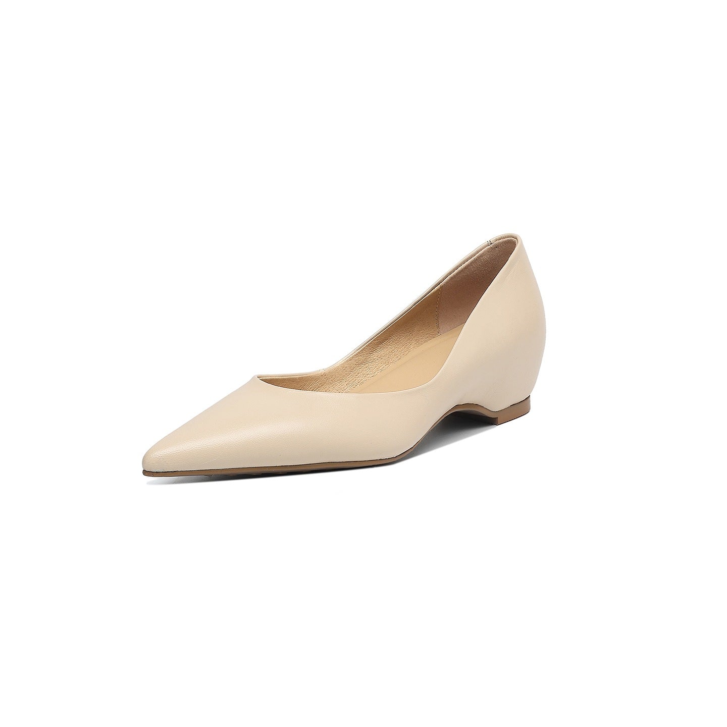 Women's Professional Commute Pointed Toe Pumps Sheep Split Cowhide Inner Height Leather Shoes