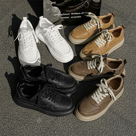 Men's Board Height Increasing Outdoor Martin Spring Men's Casual Leather Shoes